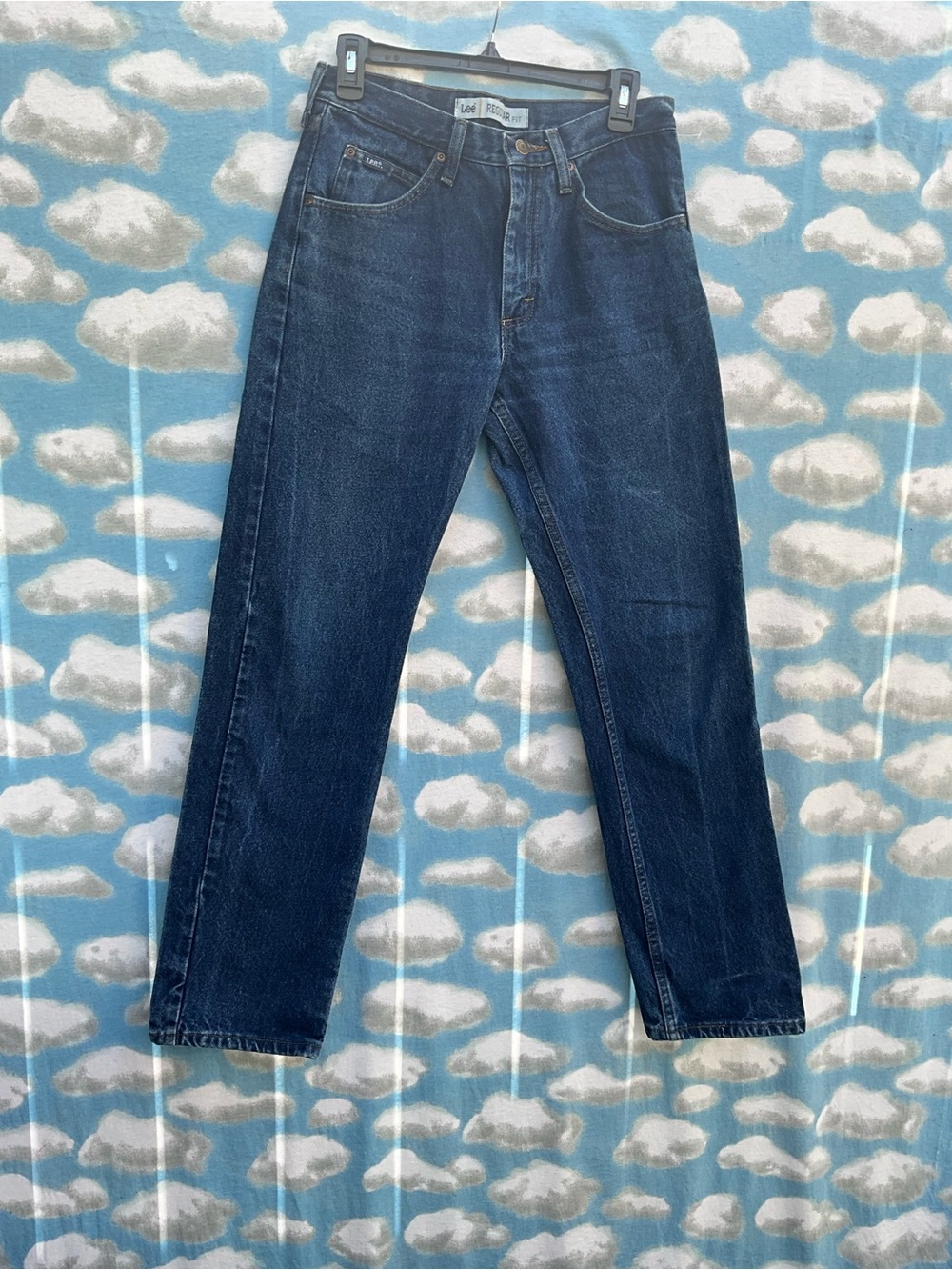 Y2K Lee Regular Fit Denim Jeans Dark Wash Blue Mens 30x32